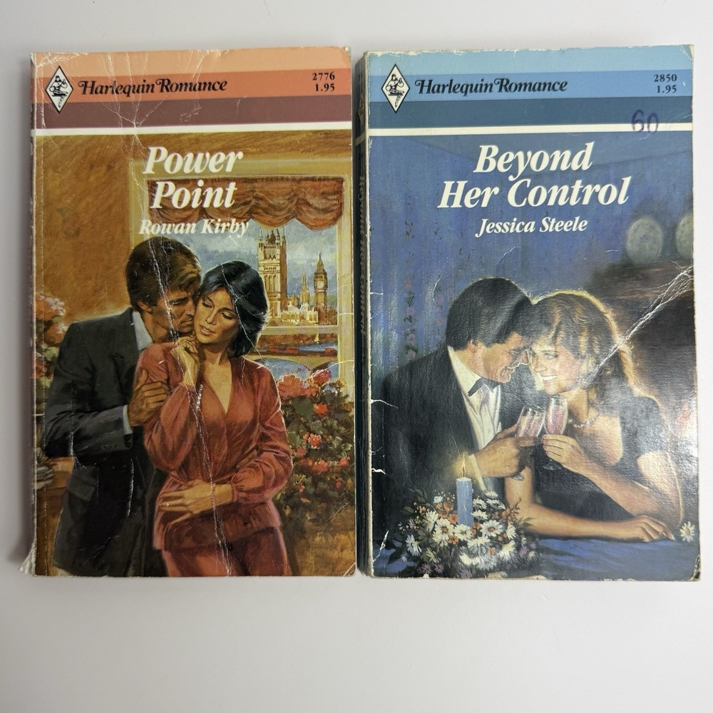 Vintage 1980s Harlequin Romance Paperback 2-Book Lot 1st Editions Power Point